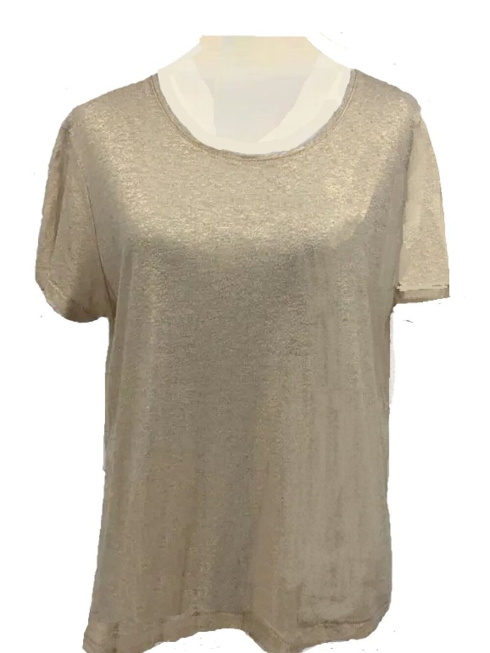 Seen Worn Kept Anthropologie Deletta Shimmer Gold Metallic Short Sleeve Top